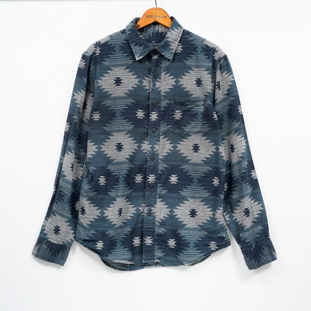 American Eagle Outfitters Aztec Southwest Print Button-Up Shirt Men's M